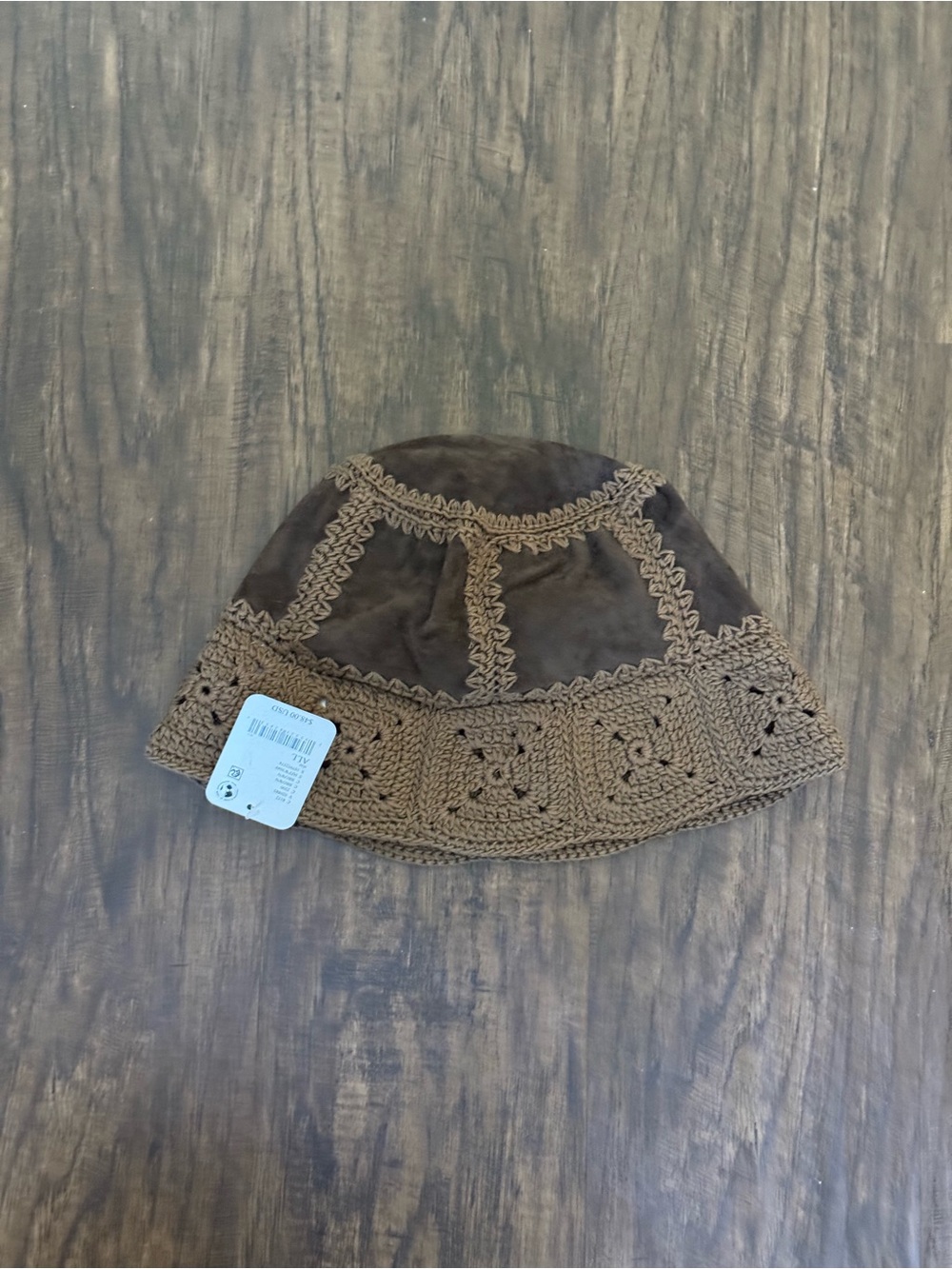 Free People Chocolate Brown Crochet-Trim Bucket Hat